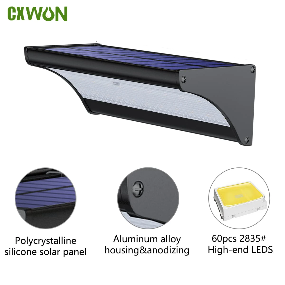 Balance Beam Outdoor - 60/48Led 屋外ソーラーウォールライトソーラーフラッドライトモーションセンサー防水壁ランプ金属ハウジング 1100LM 庭の照明用