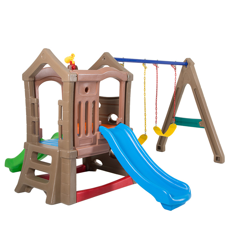 Kids Outdoor Swing Set With Slide - 高品質子供用屋内外兼用プラスチック製ダブルスライド遊具、キッズスライドとブランコセットの組み合わせ、ベビーガーデン用スライドおもちゃ