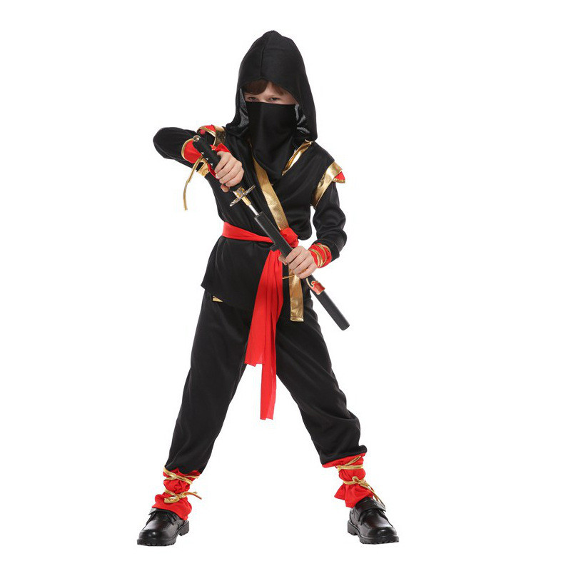 Kids Outdoor Ninja Warrior Course - カーニバル男の子子供忍者コスチュームロールプレイアサシンサムライウォリアーフード付きスーツ子供ハロウィン忍者剣ファンシードレスアップ