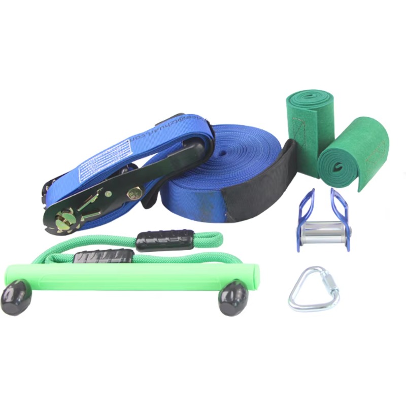 Kids Outdoor Ninja Set - キッズ忍者ウォリアー障害物コース – 滑り止めスラックライン＆スライダーセット（屋内＆屋外遊び用） | 耐久性のある忍者トレーニングライン