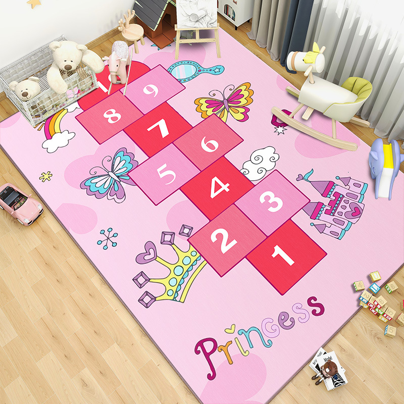 Kids Outdoor Play Table - 子供のためのピンクの漫画のプレイマット,リビングルームのカーペット,ソファ,コーヒーテーブル,幼稚園,親子ゲーム,寝室のフロアマット