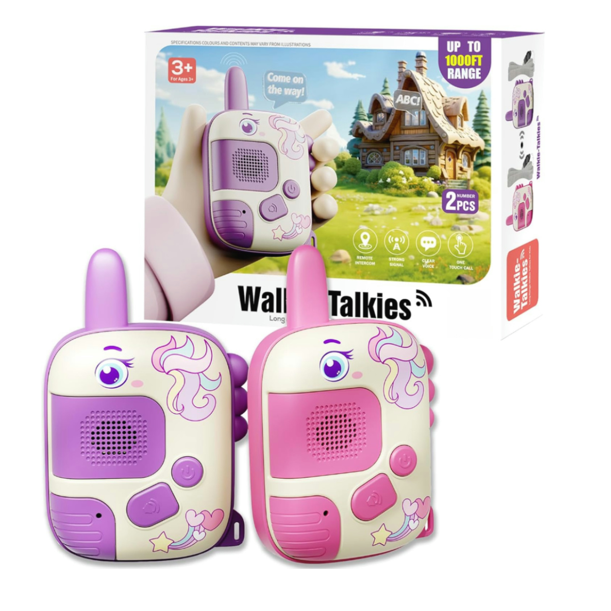 Kids Outdoor Xmas Gifts - 子供用トランシーバーおもちゃ2個、3～9歳の女の子へのユニコーンギフト、誕生日プレゼント、クリスマスギフト、アウトドア&屋内アクティビティ、キャンプ。
