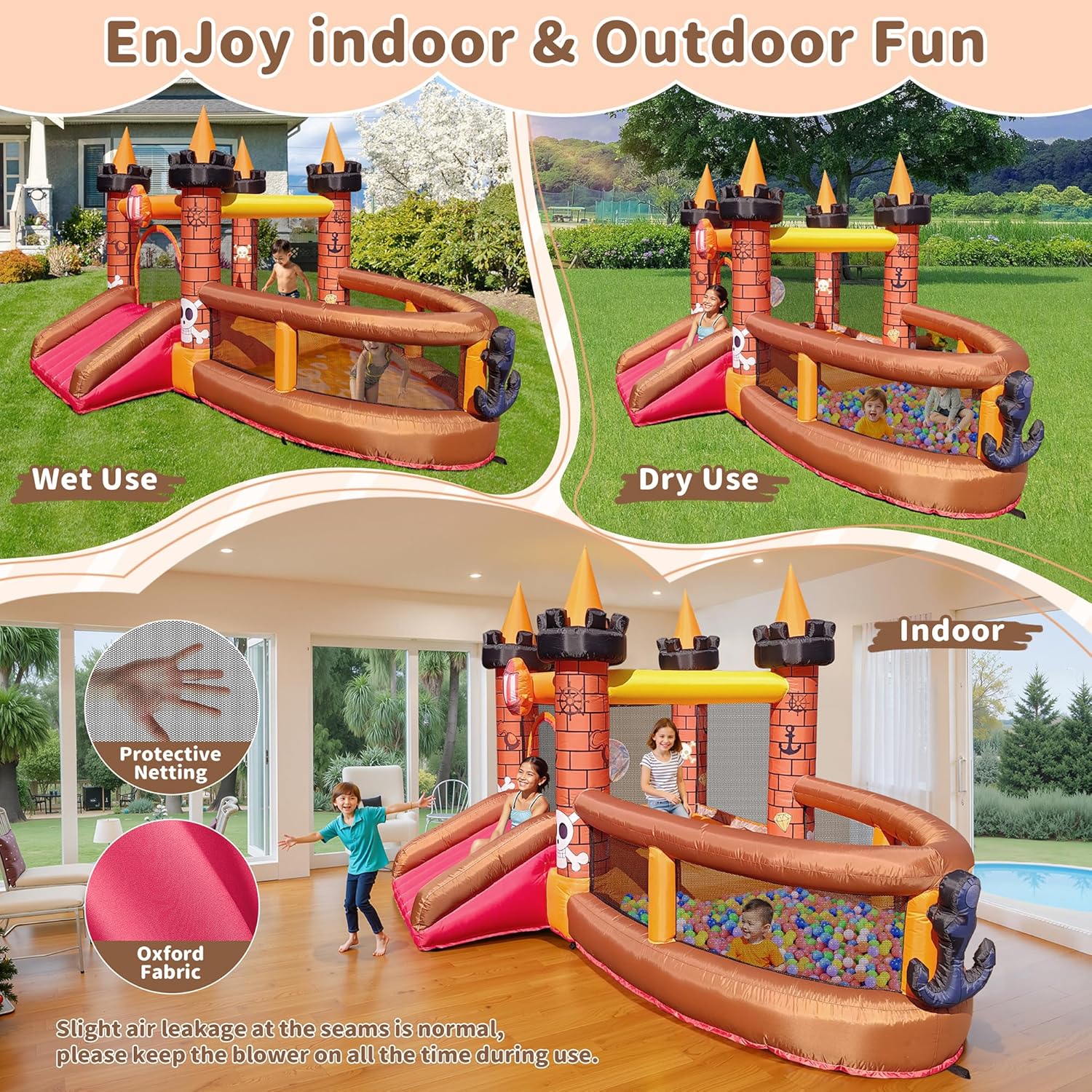 子供用インフレータブルバウンスハウス（3～8歳向け）：滑り台 - Kids Outdoor Inflatable のレビューと価格