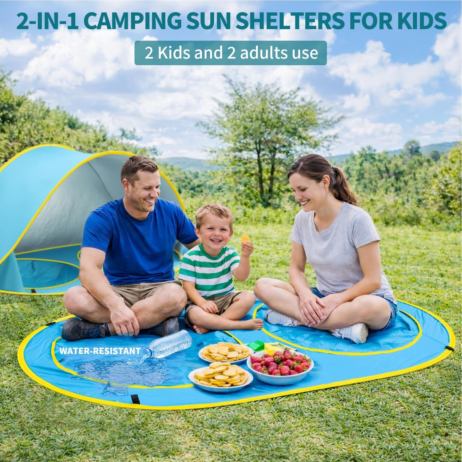 子供用ビーチテント プール付き UVカット 日よけシェルター - Kids Outdoor Tent のレビューと価格