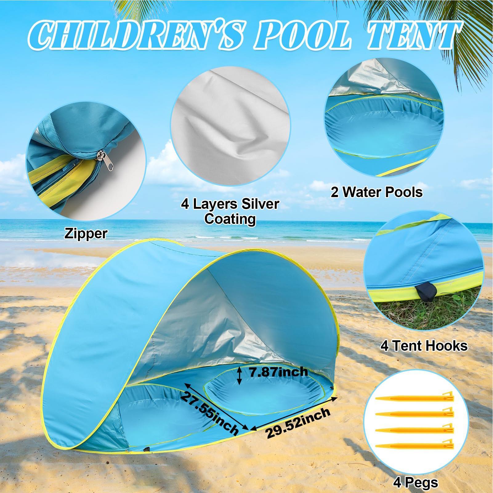 子供用ビーチテント プール付き UVカット 日よけシェルター - Kids Outdoor Tent のレビューと価格