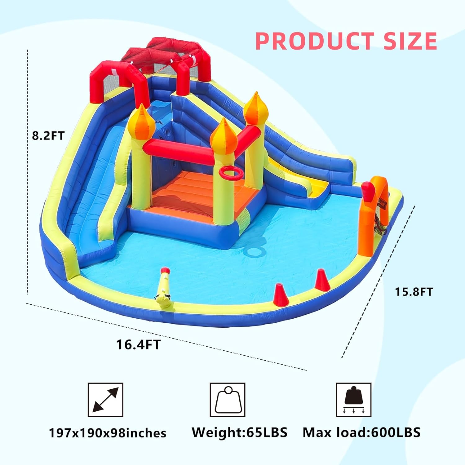 子供用ジャンプキャッスル、長いインフレータブルウォータースラ - Kids Outdoor Inflatable のレビューと価格