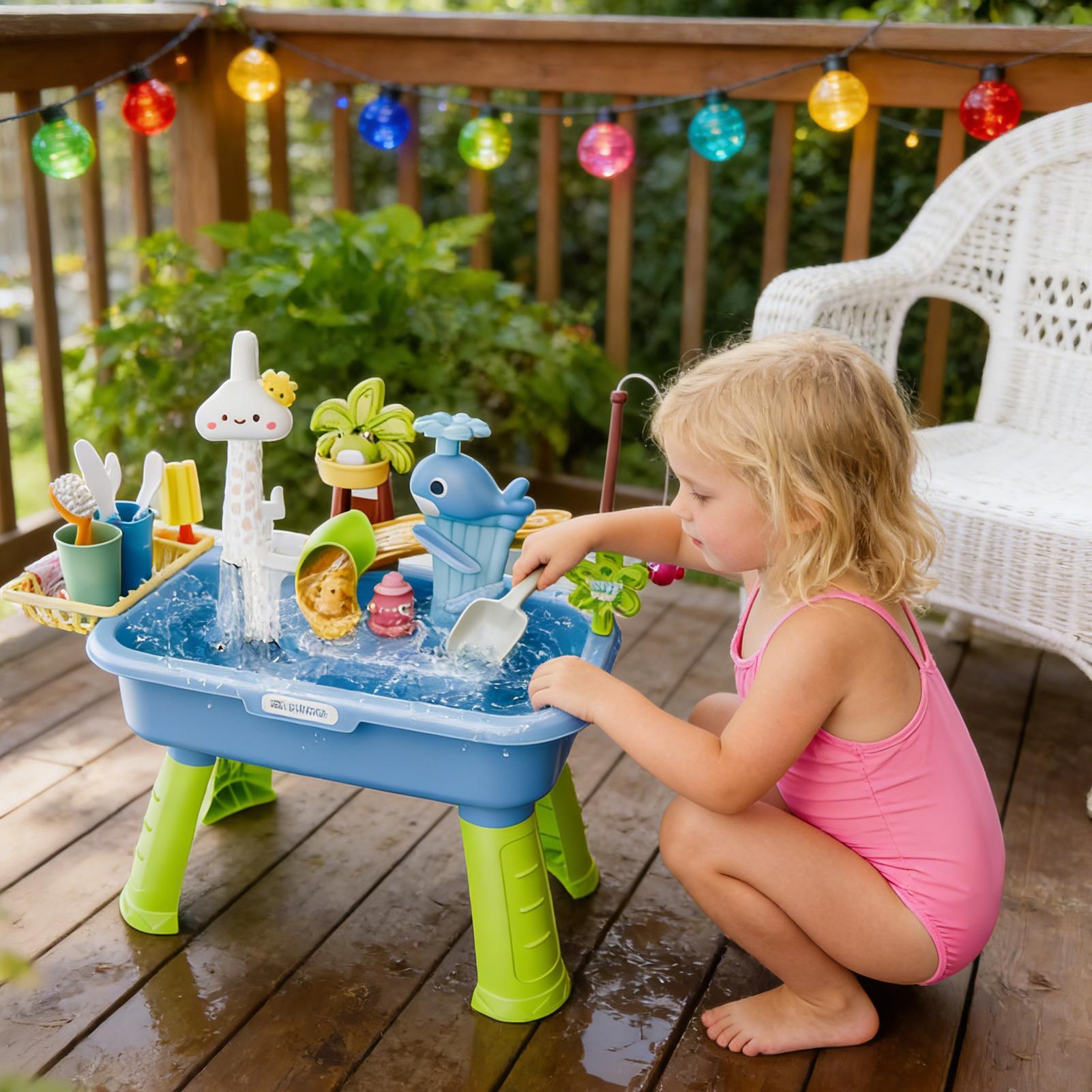 子供用キッチンおもちゃ 電動で楽しい水遊び 取り外し可能なテ - Kids Outdoor Play Table のレビューと価格