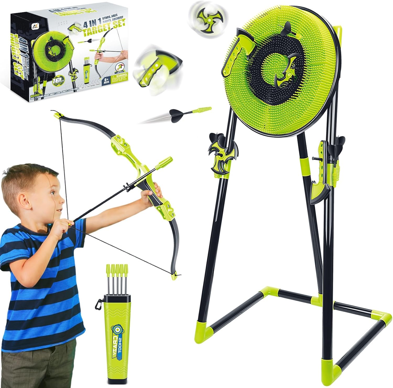 裏庭の子供、大人向けの4 in 1斧投げターゲットセット、剛 - Kids Outdoor Ninja Set のレビューと価格