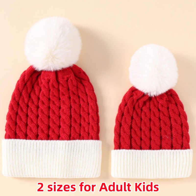 大人子供クリスマスサンタウール帽子冬暖かいかぎ針編みビーニー - Kids Outdoor Xmas Gifts のレビューと価格