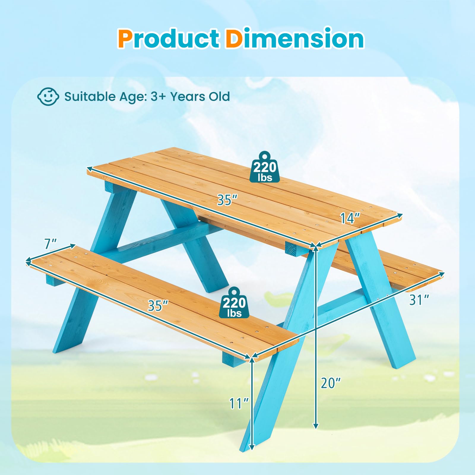 Z-CREAT キッズ木製屋外ピクニックテーブル＆チェアベン - Kids Outdoor Bench Table のレビューと価格