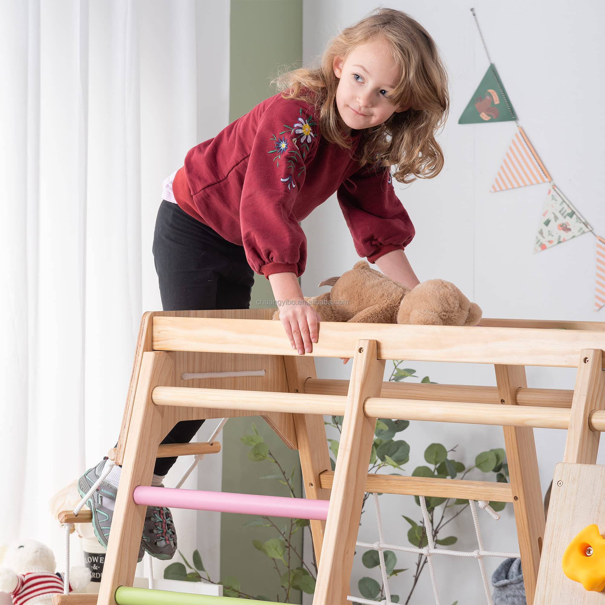 クライミングウォール遊園地製品 木製滑り台とブランコセット  - Kids Outdoor Swing Set With Slide のレビューと価格
