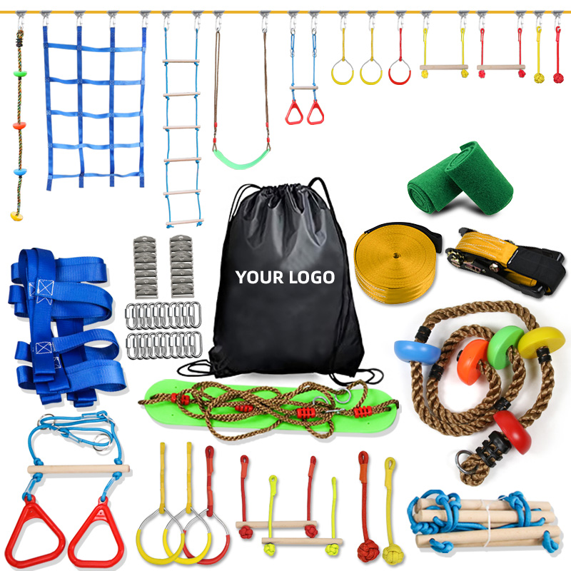 ポータブル屋外バランススラックラインキット キッズ忍者障害物 - Kids Outdoor Ninja Set のレビューと価格