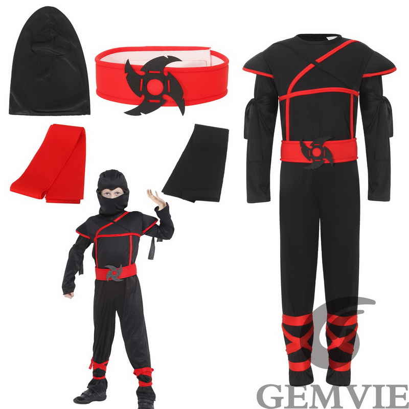 子供のための忍者コスプレ衣装,男の子と女の子のためのハロウィ - Kids Outdoor Ninja Warrior Course のレビューと価格