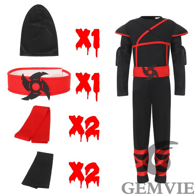 子供のための忍者コスプレ衣装,男の子と女の子のためのハロウィ - Kids Outdoor Ninja Warrior Course のレビューと価格