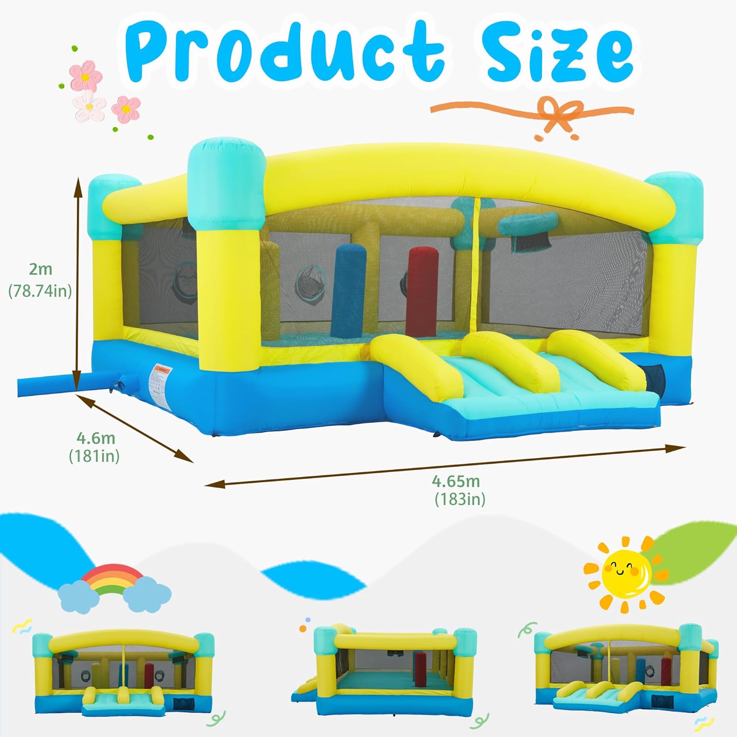 大型バウンスハウス、15 x 14.8フィートの子供用インフ - Kids Outdoor Inflatable のレビューと価格