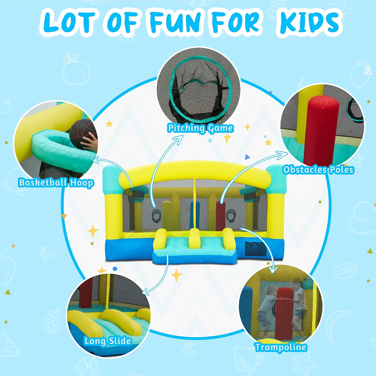 大型バウンスハウス、15 x 14.8フィートの子供用インフ - Kids Outdoor Inflatable のレビューと価格