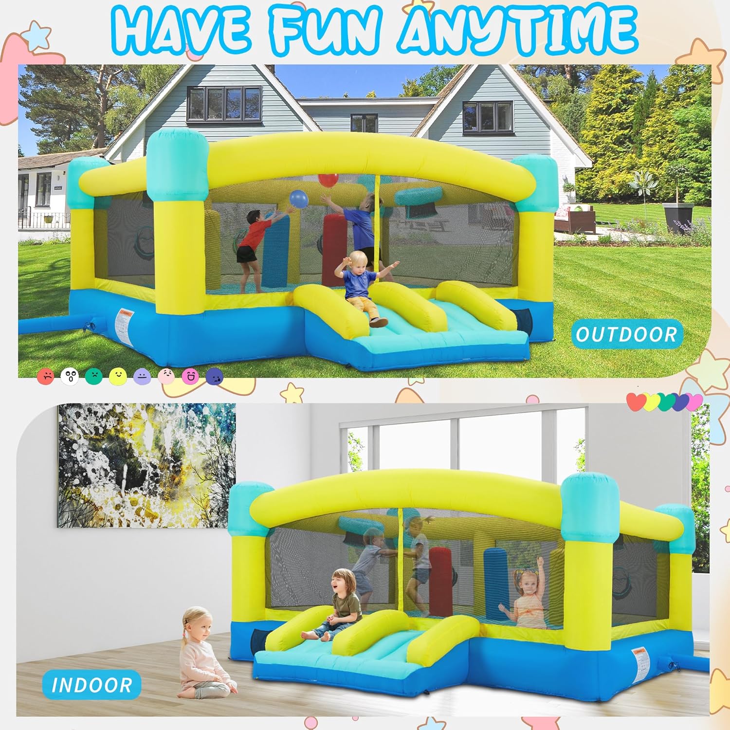 大型バウンスハウス、15 x 14.8フィートの子供用インフ - Kids Outdoor Inflatable のレビューと価格