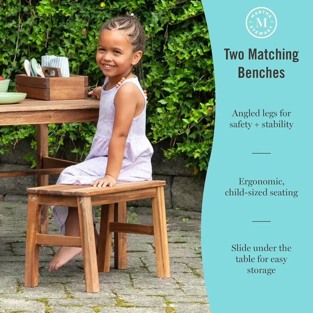 子供用屋外クレートテーブルと2つのベンチセット：アカシア材製 - Kids Outdoor Bench Table のレビューと価格