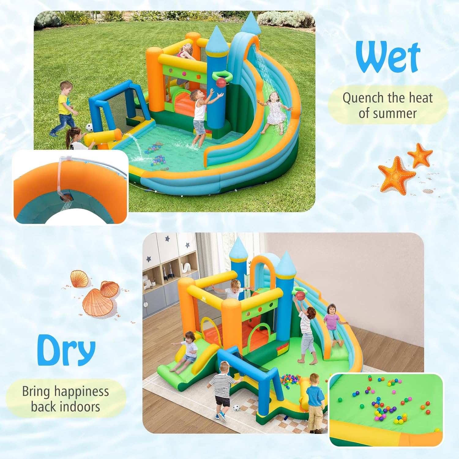 9in1大型子供用インフレータブルウォータースライドバウンス - Kids Outdoor Inflatable のレビューと価格