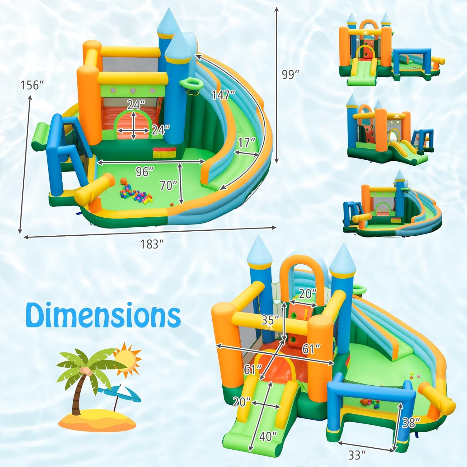9in1大型子供用インフレータブルウォータースライドバウンス - Kids Outdoor Inflatable のレビューと価格