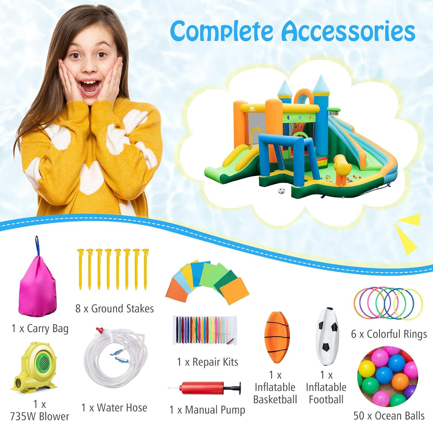 9in1大型子供用インフレータブルウォータースライドバウンス - Kids Outdoor Inflatable のレビューと価格