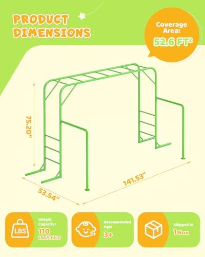 屋外用モンキーバーセット、クライミングバー、体操バー、裏庭用 - Kids Outdoor Monkey Bar Set のレビューと価格