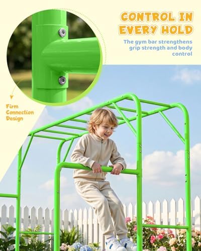 屋外用モンキーバーセット、クライミングバー、体操バー、裏庭用 - Kids Outdoor Monkey Bar Set のレビューと価格