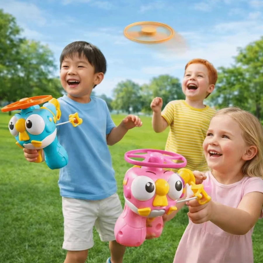 子供用プルコード竹製コプターUFOランチャー、屋外での親子遊 - Kids Outdoor Clubhouse のレビューと価格