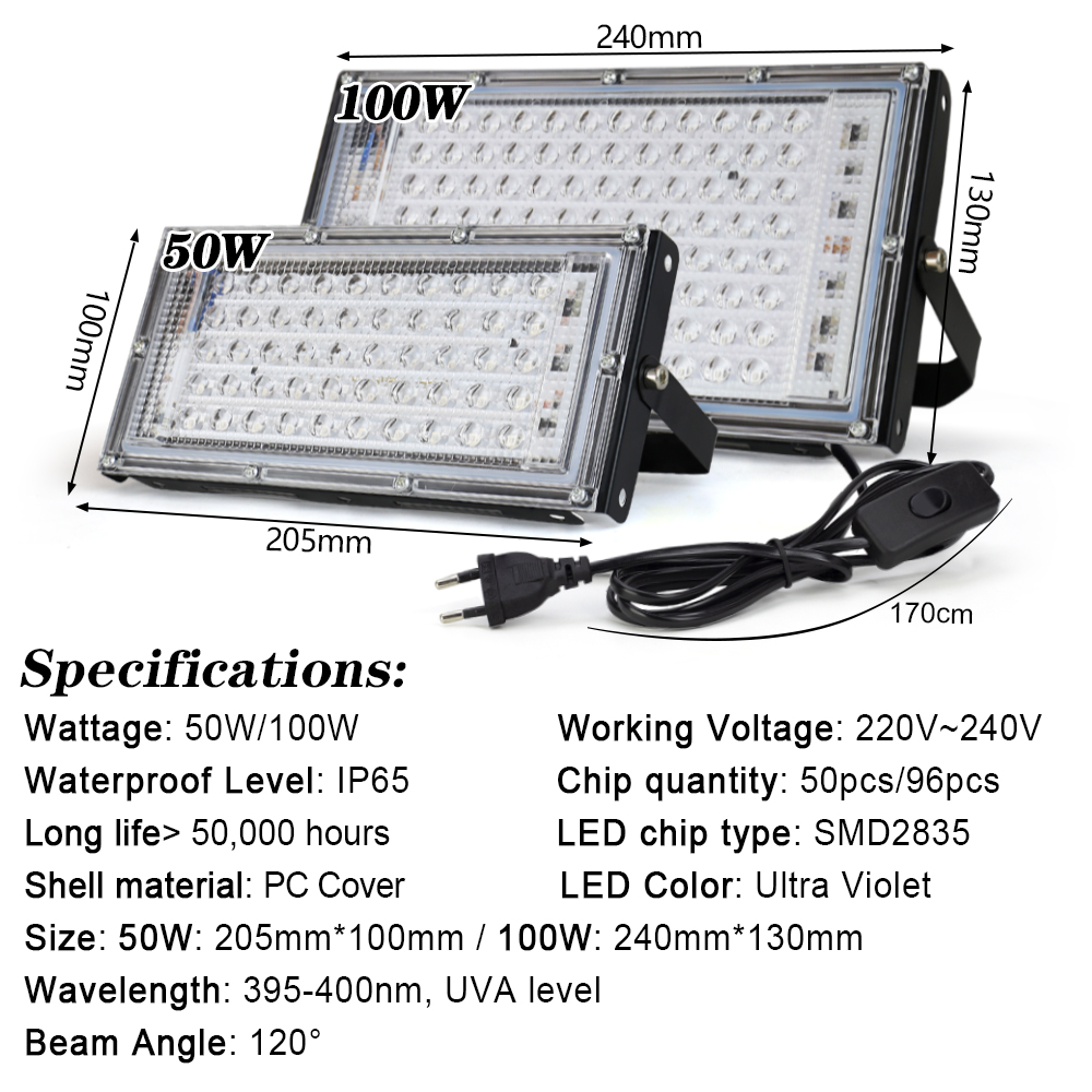 UV Led フラッドライト 50 ワット 100 ワット  - Balance Beam Outdoor のレビューと価格