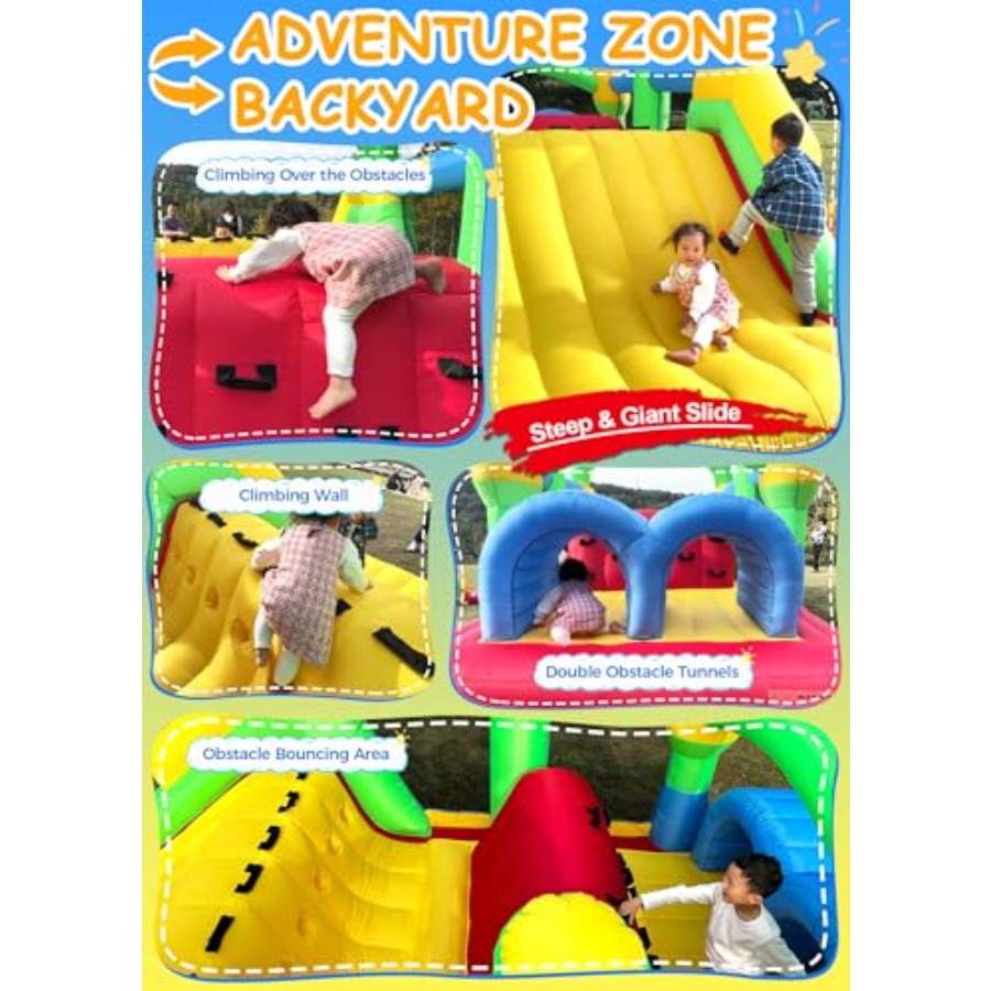 裏庭用屋外インフレータブルバウンスハウス障害物コース、3～6 - Kids Outdoor Inflatable のレビューと価格