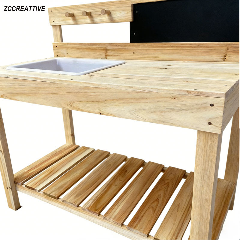 ZCCREATTIVE 子供用木製植栽台 屋外泥遊びキッチン - Kids Outdoor Bench Table のレビューと価格