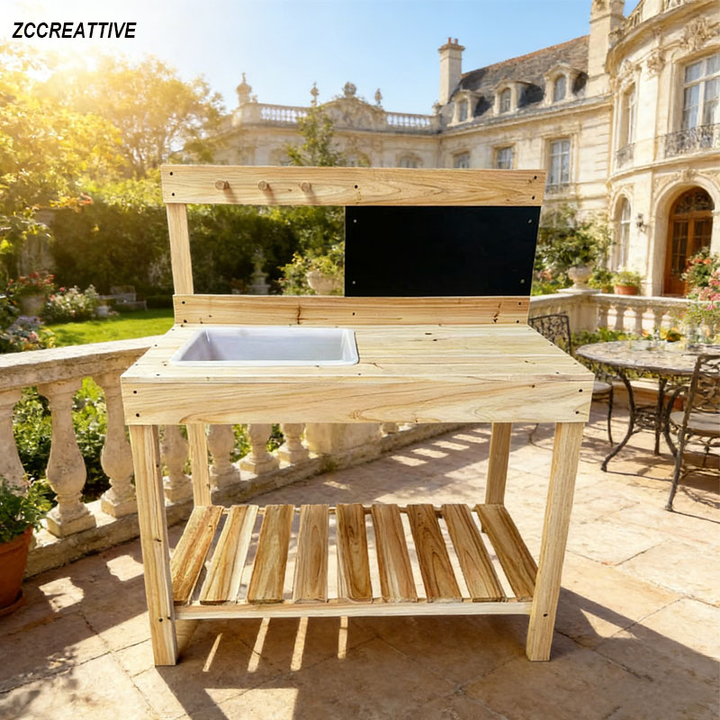 ZCCREATTIVE 子供用木製植栽台 屋外泥遊びキッチン - Kids Outdoor Bench Table のレビューと価格