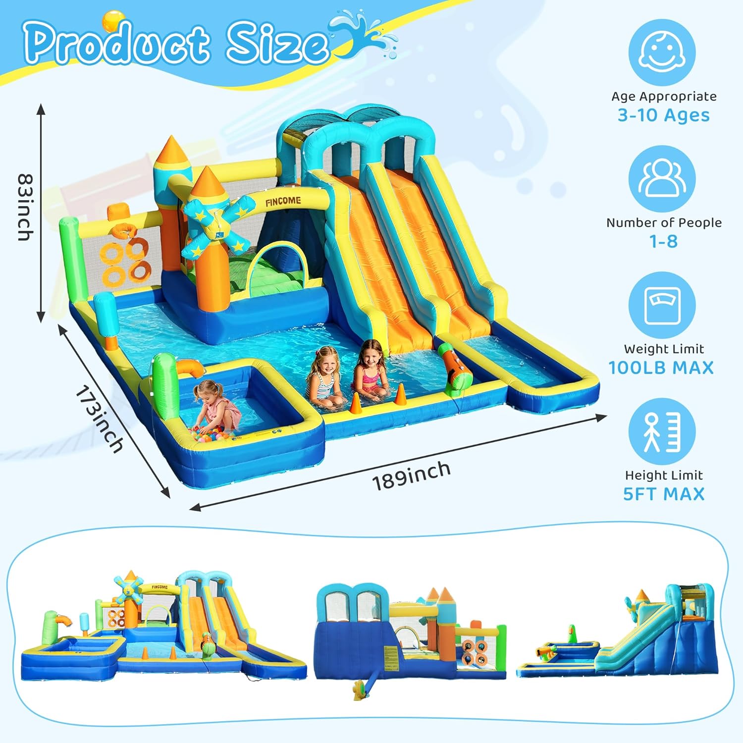 10in1インフレータブルバウンスハウス、ダブルウォータース - Kids Outdoor Inflatable のレビューと価格