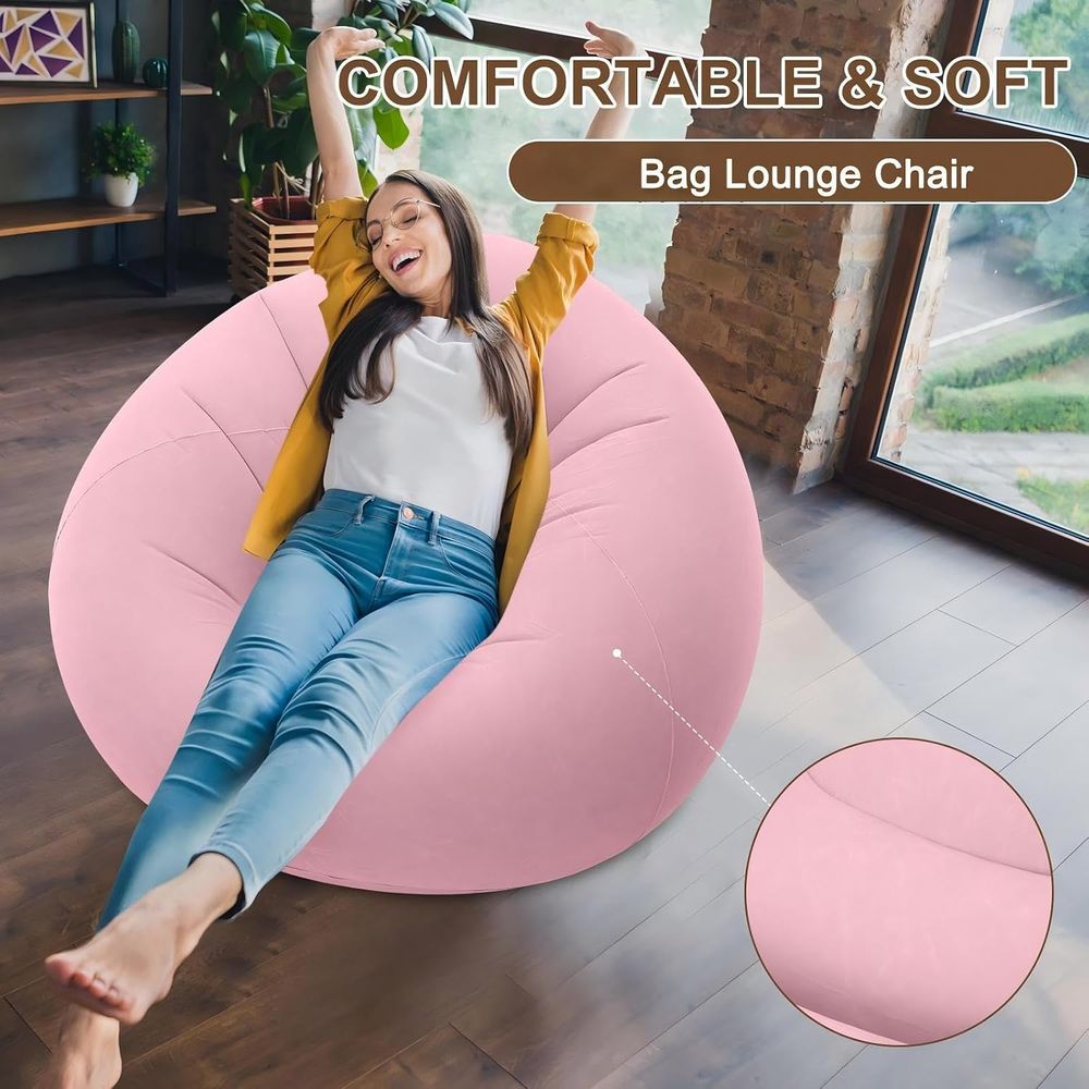 インフレータブルビーンバッグチェア、ピンク |   大人と子 - Kids Outdoor Lounger Chair のレビューと価格