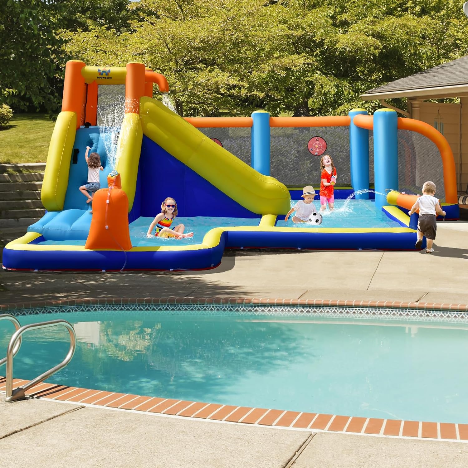 巨大なインフレータブルウォータースライドバウンスハウス（サッ - Kids Outdoor Inflatable のレビューと価格