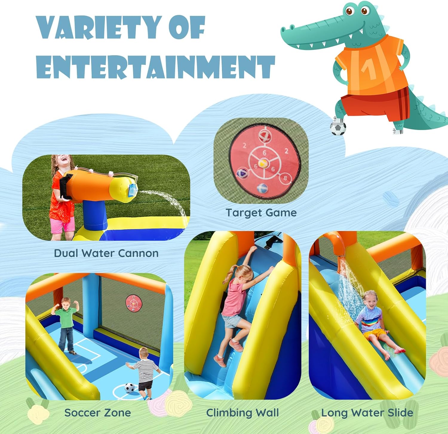 巨大なインフレータブルウォータースライドバウンスハウス（サッ - Kids Outdoor Inflatable のレビューと価格
