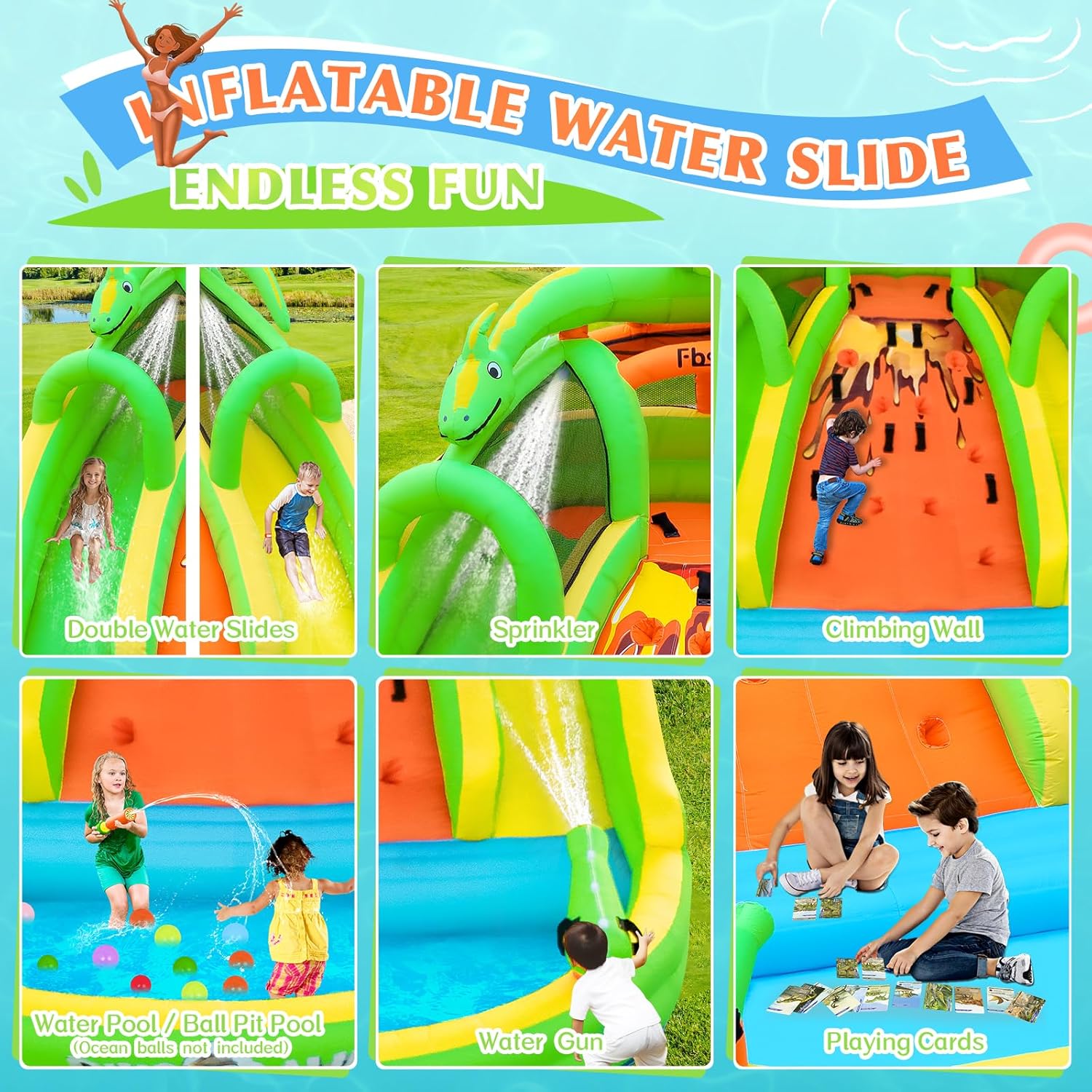子供用インフレータブルバウンスハウス（滑り台、クライミングウ - Kids Outdoor Inflatable のレビューと価格
