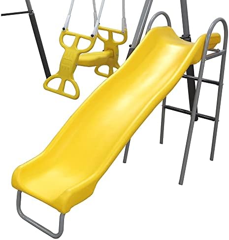 サンプレイグラウンド メタルA Fe キッズスイングセット  - Kids Outdoor Swing Set With Slide のレビューと価格