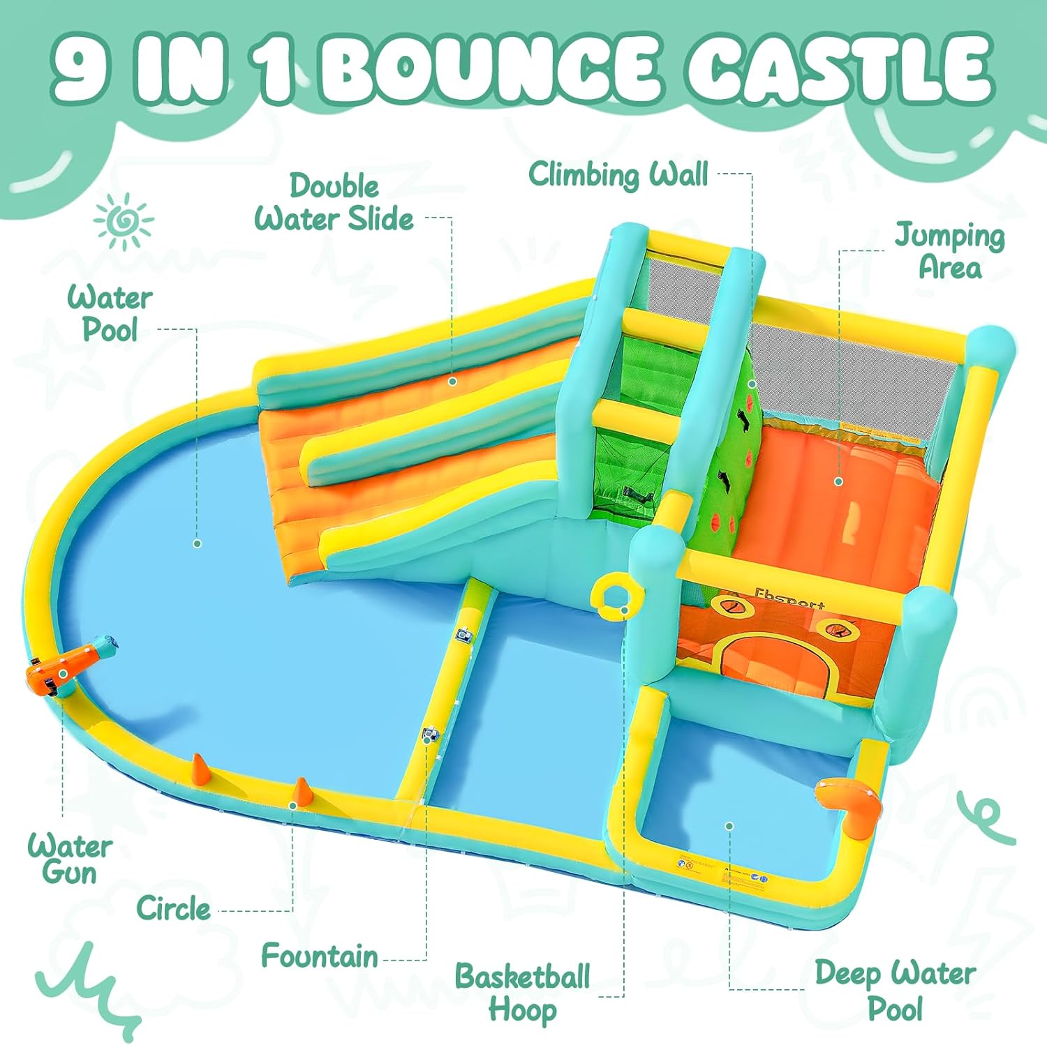 ダブルスライド式インフレータブルウォーターパーク、スプラッシ - Kids Outdoor Inflatable のレビューと価格