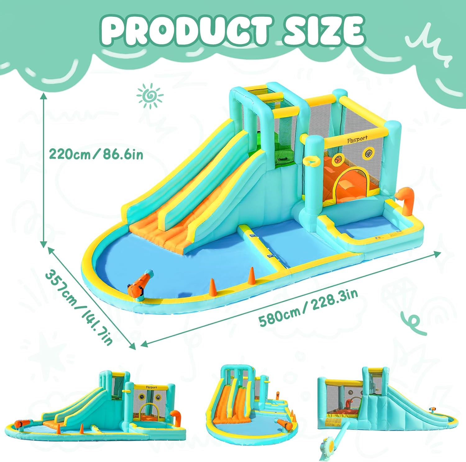 ダブルスライド式インフレータブルウォーターパーク、スプラッシ - Kids Outdoor Inflatable のレビューと価格