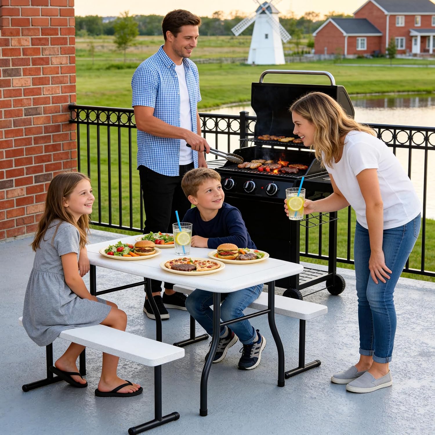 38インチ子供用ピクニックテーブルセット（4人用）、HDPE - Kids Outdoor Bench Table のレビューと価格