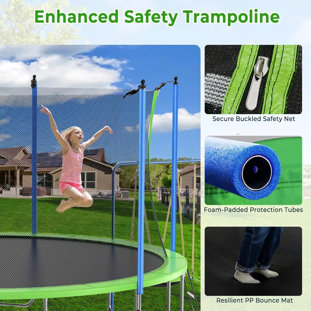 米国発送 12～14フィート トランポリンセット スライド、 - Kids Outdoor Swing Set With Slide のレビューと価格