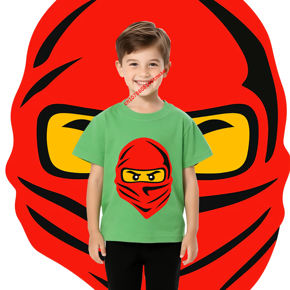レッド忍者目アニメコスチューム子供 Tシャツ純粋な綿半袖漫画 - Kids Outdoor Ninja Warrior Course のレビューと価格