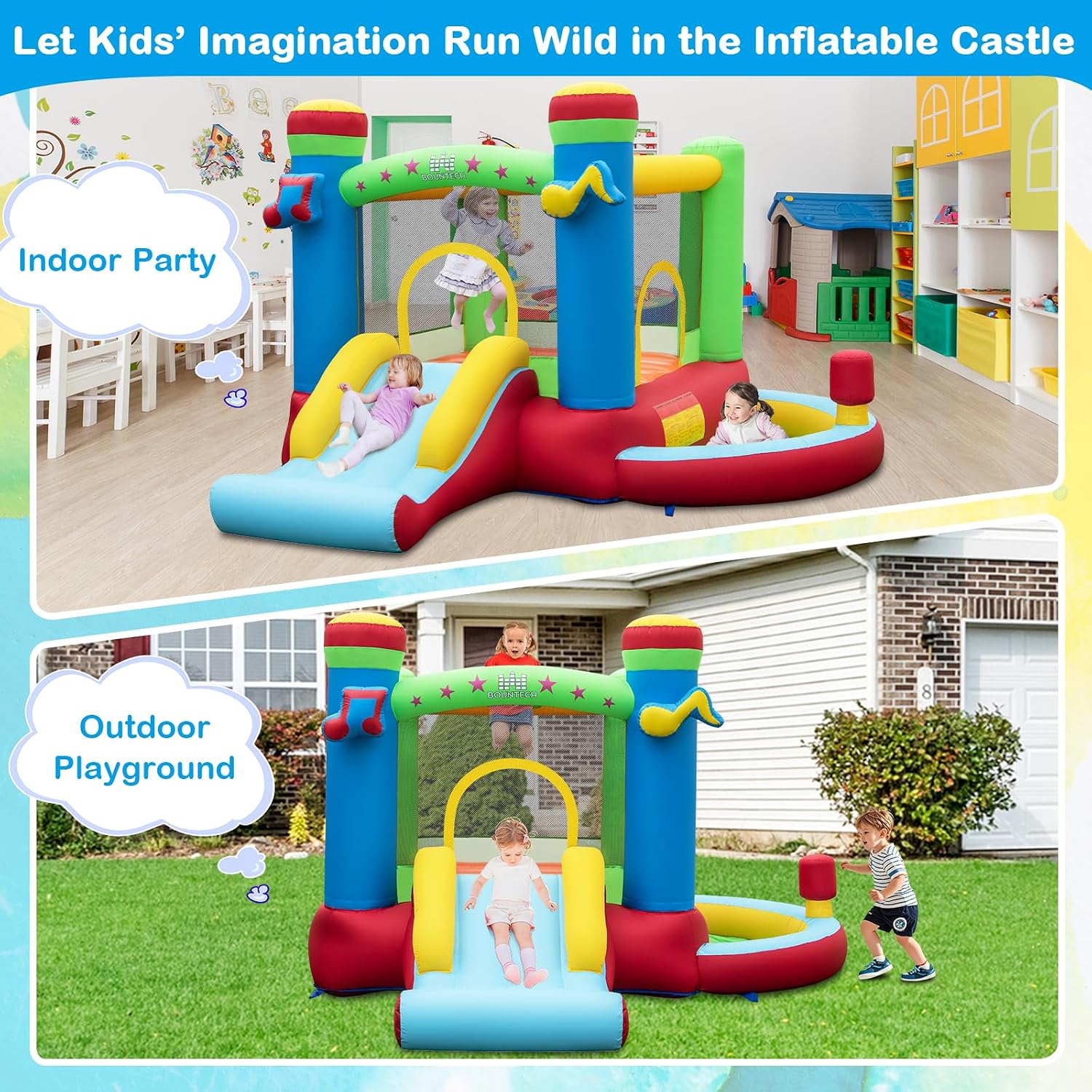 ボールプール付きインフレータブルバウンスハウス、3歳から12 - Kids Outdoor Inflatable のレビューと価格