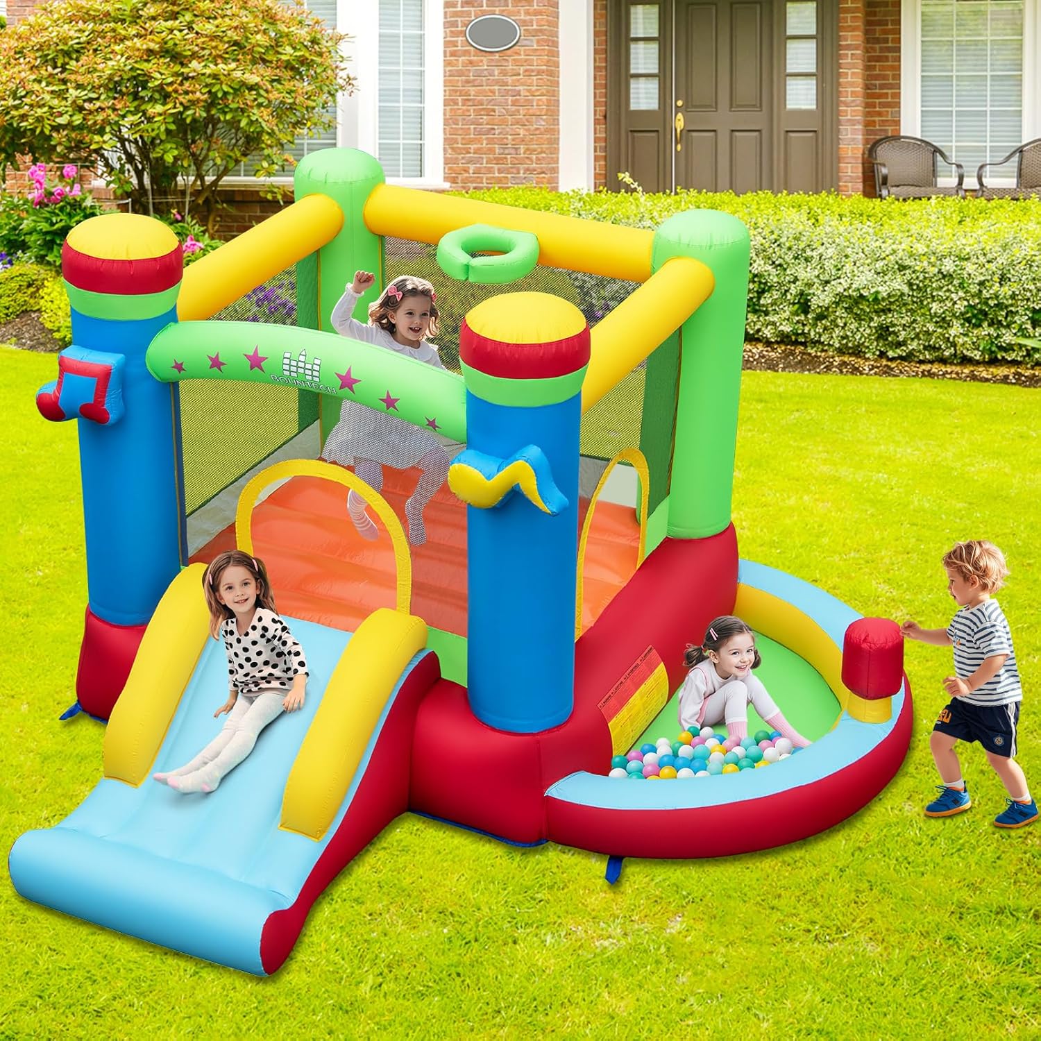 ボールプール付きインフレータブルバウンスハウス、3歳から12 - Kids Outdoor Inflatable のレビューと価格