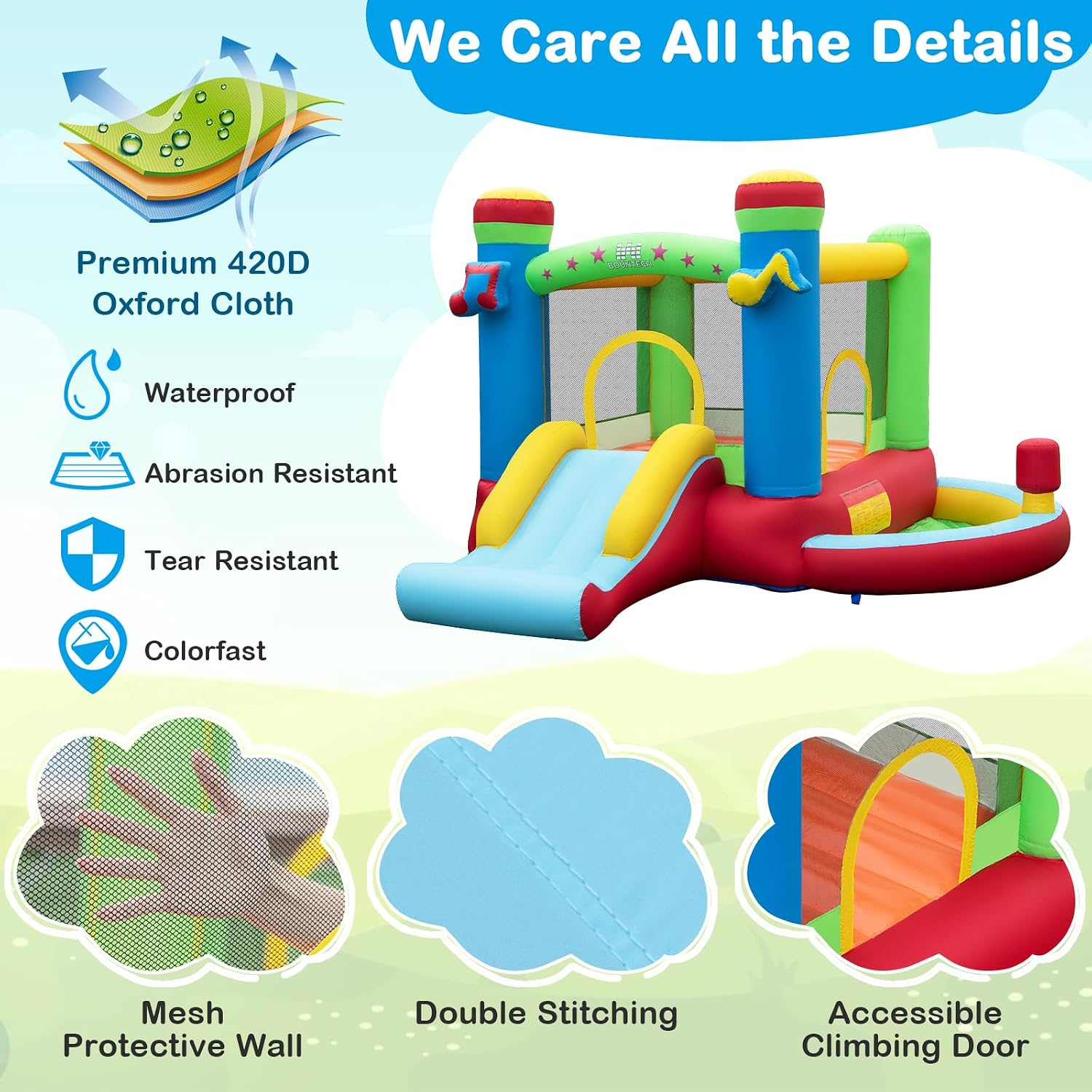 ボールプール付きインフレータブルバウンスハウス、3歳から12 - Kids Outdoor Inflatable のレビューと価格