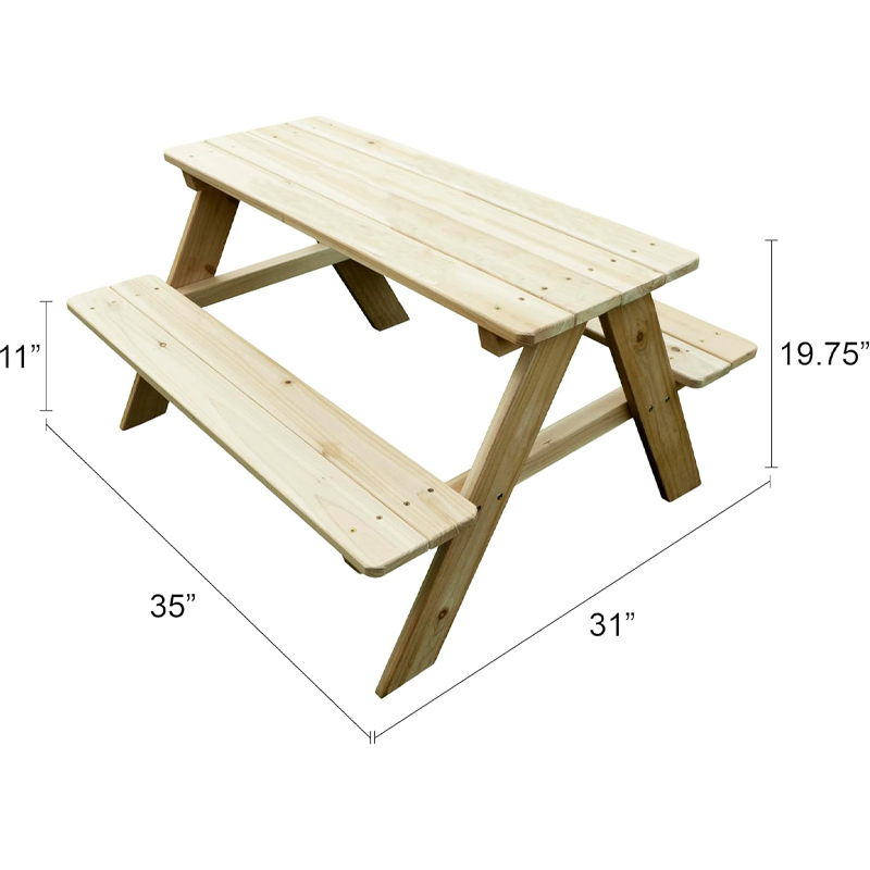 屋外木製子供用ピクニックテーブルベンチ - 素朴なスタイルの - Kids Outdoor Bench Table のレビューと価格