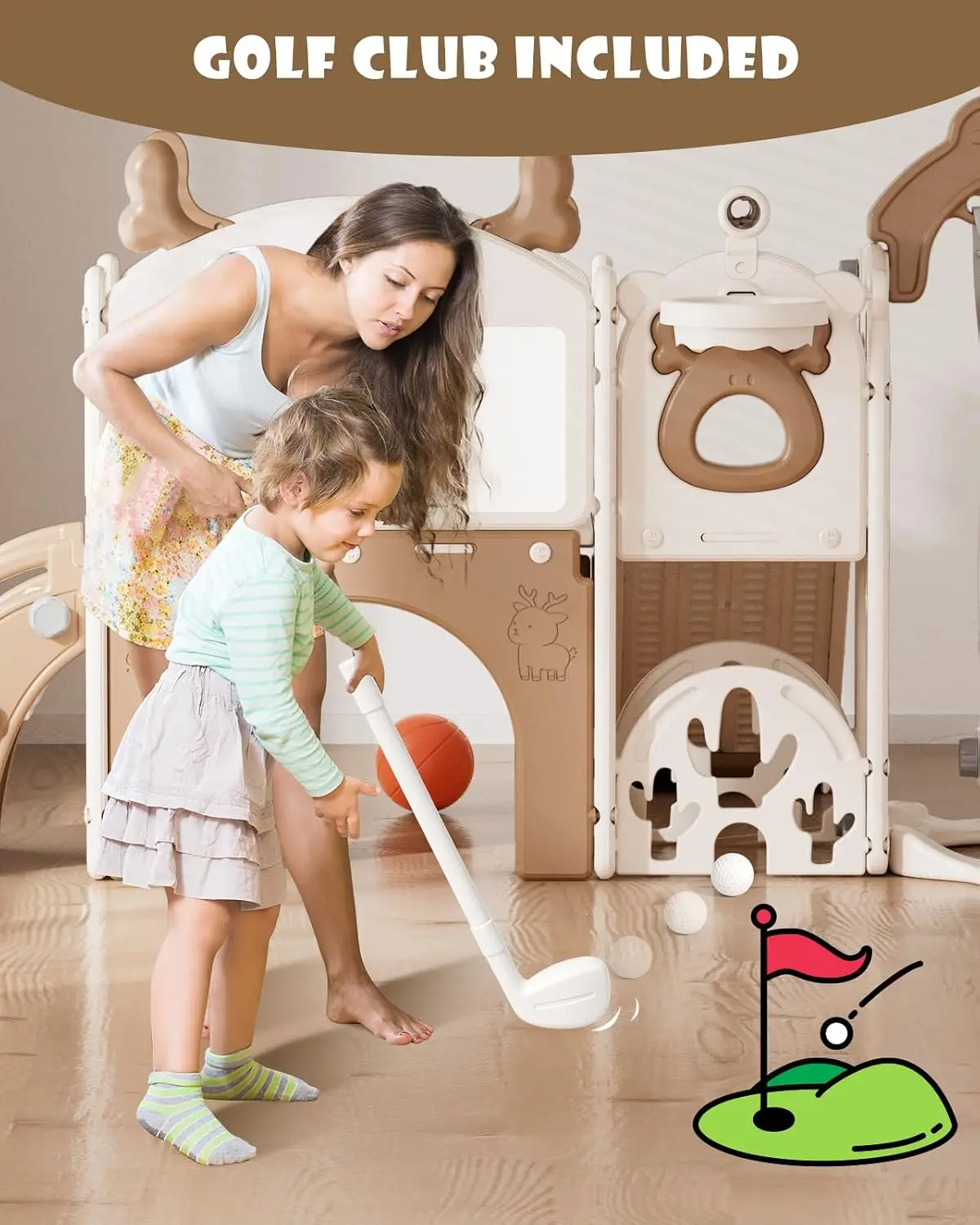 13-in-1幼児用スライド＆スイングセット、1歳以上のお子 - Kids Outdoor Swing Set With Slide のレビューと価格