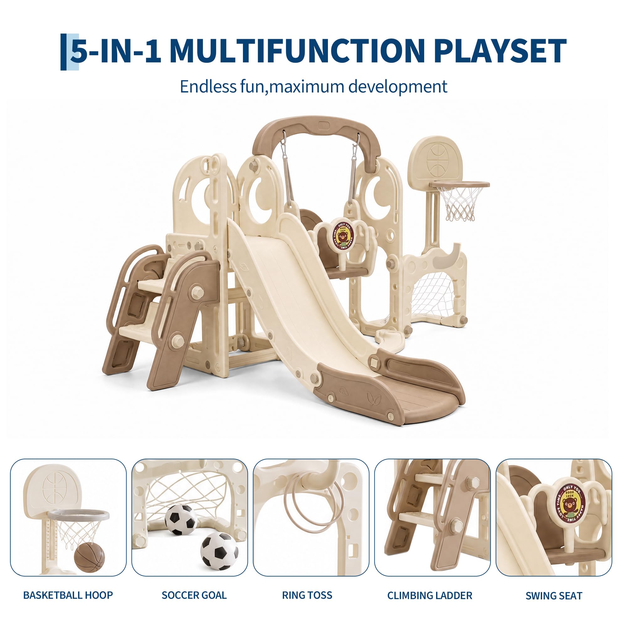 7 in 1 キッズスライド＆スイングセット 幼児用プレイグ - Kids Outdoor Swing Set With Slide のレビューと価格