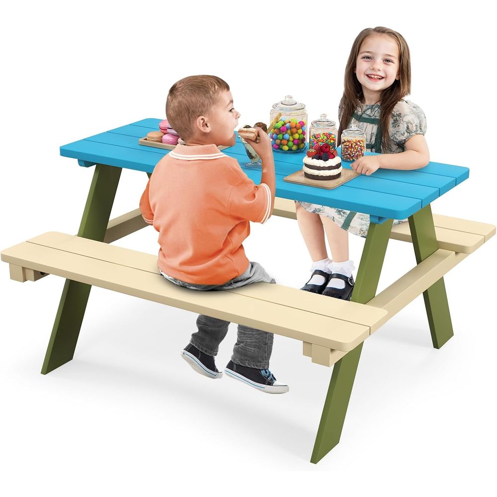 子供用ピクニックテーブル、アカシア材の子供用屋外テーブルとベ - Kids Outdoor Bench Table のレビューと価格